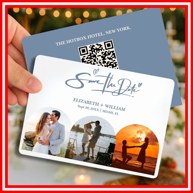 Reserva La Fecha Código QR de Foto de Boda Azul Polvo Elegante (Subido por el creador)