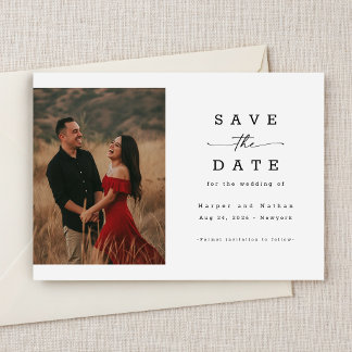 Reserva La Fecha Código QR de Foto de Boda con Letra Script Elegant