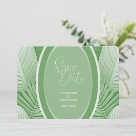 Reserva La Fecha Código QR de Foto de Boda Verde Tropical para Guar