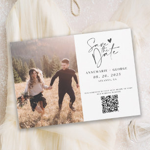 Reserva La Fecha Código QR de foto de caligrafía de marfil moderno
