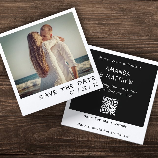 Reserva La Fecha Código QR de Foto de Cámara Instantánea Boda Retro (Subido por el creador)