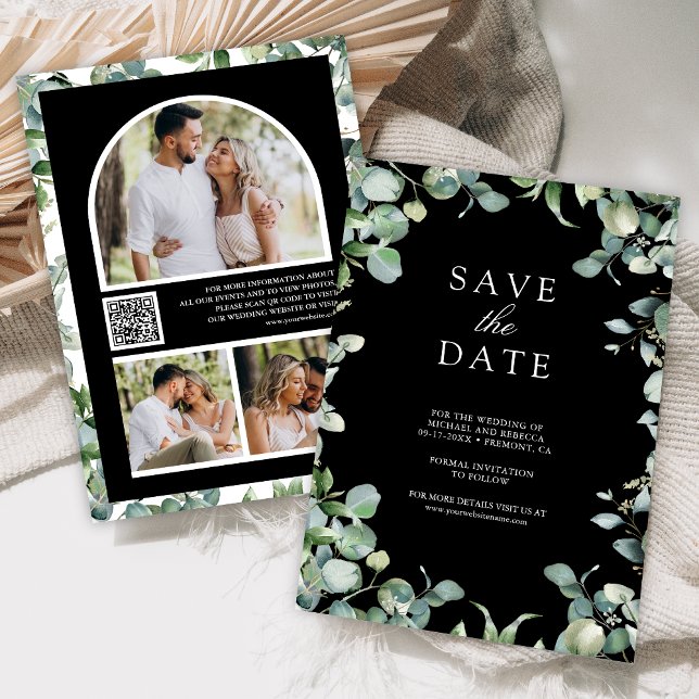 Reserva La Fecha Código QR de Foto de Eucalipto Boda Negra (Subido por el creador)