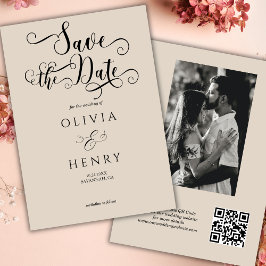 Reserva La Fecha Código QR de foto de letra de caligrafía elegante