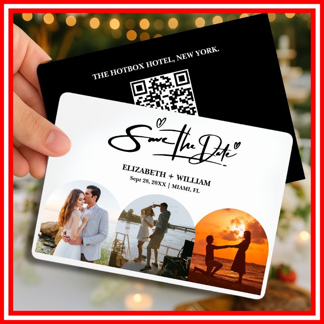 Reserva La Fecha Código QR de foto en blanco y negro | Elegante (Subido por el creador)