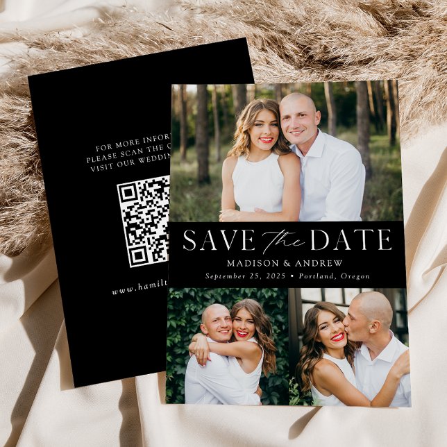 Reserva La Fecha Código QR de foto en blanco y negro moderno para g (Subido por el creador)