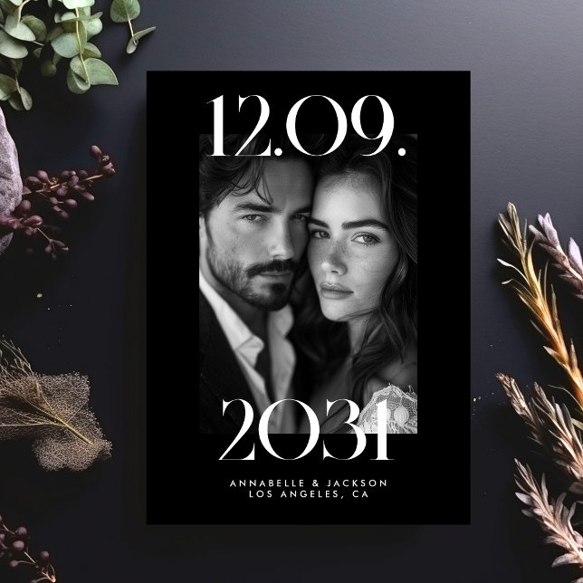 Reserva La Fecha Código QR de foto negra de fecha de boda grande mo (Subido por el creador)