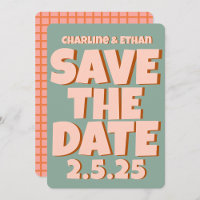 código QR de guardar la fecha retro funky azul ros