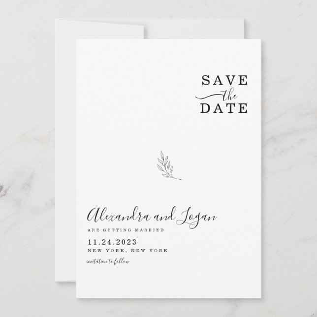 Reserva La Fecha Código QR de guión de firma elegante en blanco y n (Anverso)