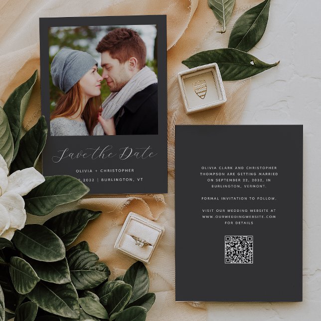Reserva La Fecha Código QR de guion de gris carbón de foto (Subido por el creador)