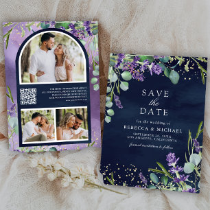 Reserva La Fecha Código QR de lavanda y eucalipto Foto Bodas de gal