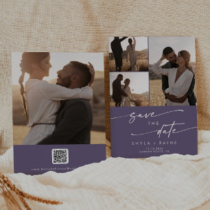 Reserva La Fecha Código QR de Moda Boho Plum Purple Multi Photo
