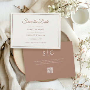 Reserva La Fecha Código QR de Monograma de Boda Minimalista Elegant