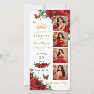 Reserva La Fecha Código QR de Quinceañera en cabina de fotos floral