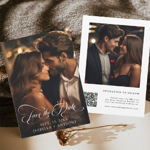 Reserva La Fecha Código QR del Boda de caligrafía elegante