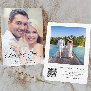 Reserva La Fecha Código QR del Boda de caligrafía elegante