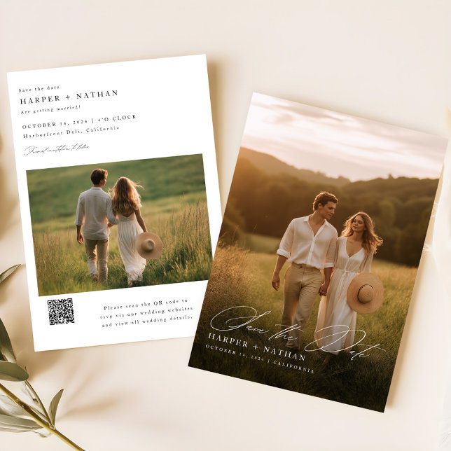 Reserva La Fecha Código QR del Boda fotográfico de caligrafía mínim (Subido por el creador)