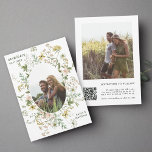 Reserva La Fecha Código QR del marco ovalado de flor silvestre 2 de<br><div class="desc">Esta elegante boda, salvo la invitación de fecha, incluye hermosas acuarelas pintadas a mano con flores silvestres de color rosa, amarillo y verde como marco oval con una foto. Para una personalización más avanzada de este diseño, haga clic en el BOTÓN HERRAMIENTA DE DISEÑO AZUL de arriba. También están disponibles...</div>