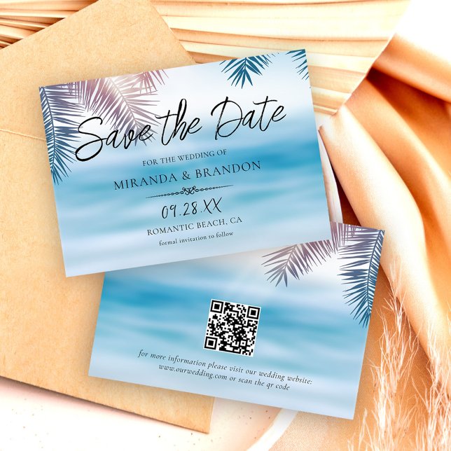 Reserva La Fecha Código QR Elegante Boda de Playa Oceánica Tropical (Subido por el creador)