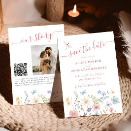 Reserva La Fecha Código QR elegante flores silvestres florales boda