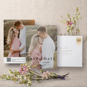Reserva La Fecha Código QR Elegante guión moderno 2 Boda de fotos