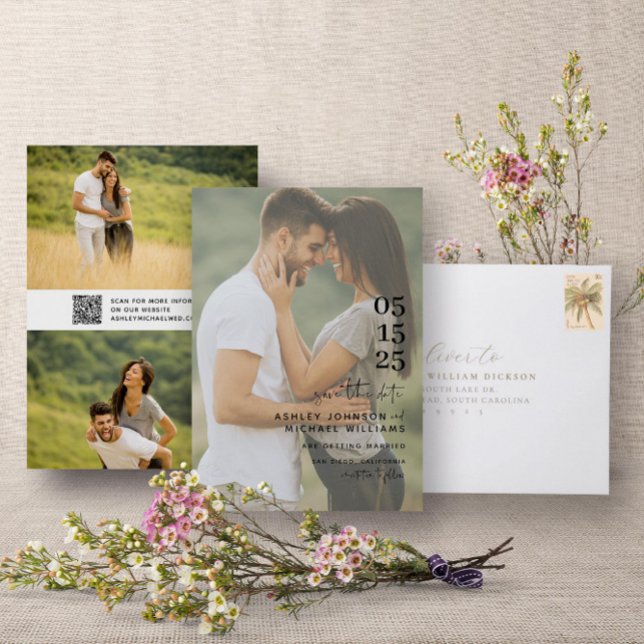 Reserva La Fecha Código QR Elegante Superposición 3 Fotografía de t (QR Code Save the Date!)