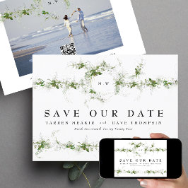Reserva La Fecha Código QR | Foto Eucalyptus Wreath Monograma Boda