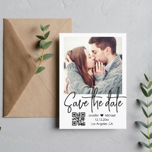 Reserva La Fecha código qr fotografía boda de escritura a mano mode