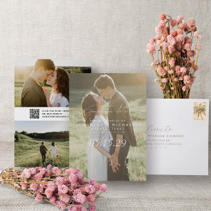 Reserva La Fecha Código QR Guión simple 3 Página web del Boda de fo
