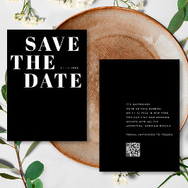 Reserva La Fecha Código QR Minimalista en Blanco y Negro para Boda