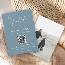 Reserva La Fecha Código QR Moderno de Azul Periwinkle Foto