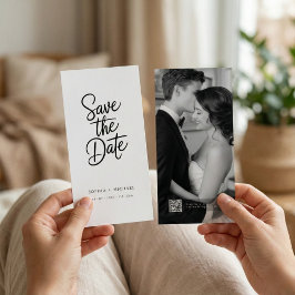 Reserva La Fecha Código QR moderno elegante escritura foto boda