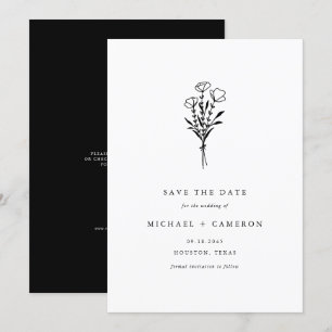 Reserva La Fecha Código QR para Bouquet Minimalista negro