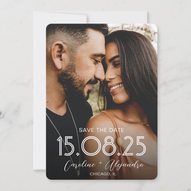Reserva La Fecha Código QR para el Boda de personalizado de fotogra (Anverso)