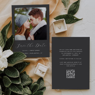 Reserva La Fecha Código QR para escritura gris fotográfica