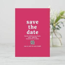 Reserva La Fecha Código QR Rosa Caliente Fuente Retro Boda Moderna