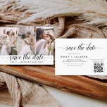 Reserva La Fecha Código QR - Save the Date Modern Elegant 3 Photo<br><div class="desc">Código QR - Paisaje moderno y elegante Horizontal Tres (3) Foto Guardar el imán Boda de fecha con tipografía manuscrita a mano. El imán para guardar la invitación de fecha incluye tipografía y moda de guiones y un diseño sencillo al que puede agregar su imagen personalizada de fotografía de compromiso....</div>