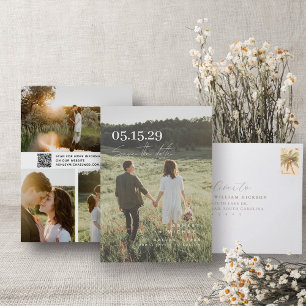 Reserva La Fecha Código QR Tipografía moderna Elegante Superposició