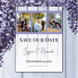 Reserva La Fecha Colaje de fotos de madera de lavanda Save The Date