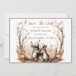 Reserva La Fecha Colección de Boda de Ciervo Rústico de Otoño