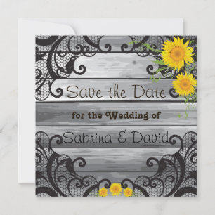 Reserva La Fecha Colección Sunflowers Barn Wood Save the Date