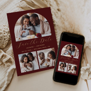 Reserva La Fecha Collage artístico minimalista de 3 fotos de oro bo