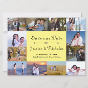 Reserva La Fecha Collage de 12 Fotos Amarillo - 6x8 Save the Date