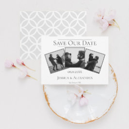 Reserva La Fecha Collage de 3 Fotos Simple | Blanco Save The Date