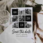 Reserva La Fecha Collage de cuadrícula | Foto en blanco y negro Gua<br><div class="desc">Anunciar sus próximos números nupciales con esta moda en blanco y negro guardar las tarjetas de fecha con seis de sus fotos cuadradas favoritas y la fecha de su boda en un diseño cuadrado. "Save the Date" aparece debajo de un tipo de marcador de pincel manuscrito fresco e informal. Personalice...</div>