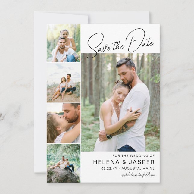 Reserva La Fecha Collage de fotos blanco simple y limpio 5 (Anverso)