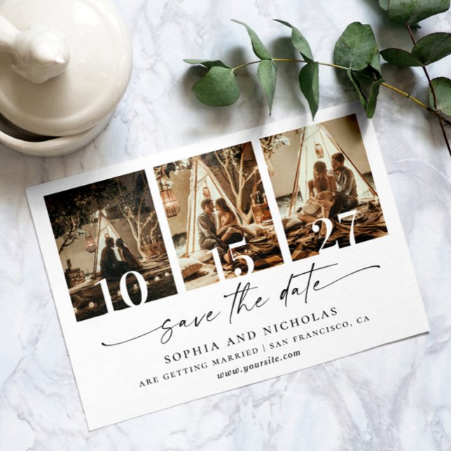 Reserva La Fecha Collage de fotos blanco y negro moderno - Minimali (Subido por el creador)