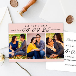 Reserva La Fecha Collage de fotos Boda elegante rosa y negro