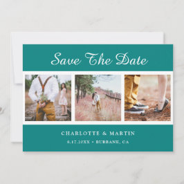 Reserva La Fecha Collage de fotos Boda verde azulado Guardar las ta