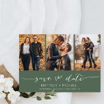 Reserva La Fecha Collage de fotos con letra de mano moderna: sabio<br><div class="desc">Elige las mejores fotos de tu sesión o de tus fotos favoritas de los dos para guardar la fecha. Las palabras que guardan la fecha están escritas a mano para darle un toque personal a la tarjeta. La parte frontal tiene 3 imágenes y la parte posterior tiene una imagen grande...</div>