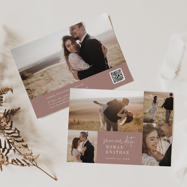 Reserva La Fecha Collage de fotos rosa de canela de Moda moderna (Subido por el creador)